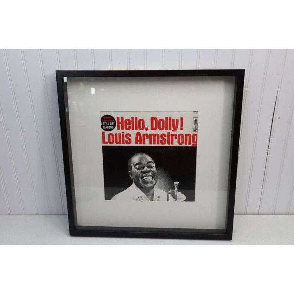 Nice Framed & Matted 21" x 21" Vintage LP Vinyl Album Louis Armstrong "Hello Dol